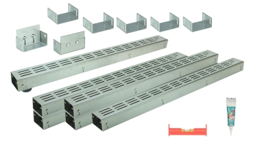 Edelstahlentwässerungsrinnen Bauhöhe 60 bis 80mm, Rost Längsschlitzdesign SET Typ 6